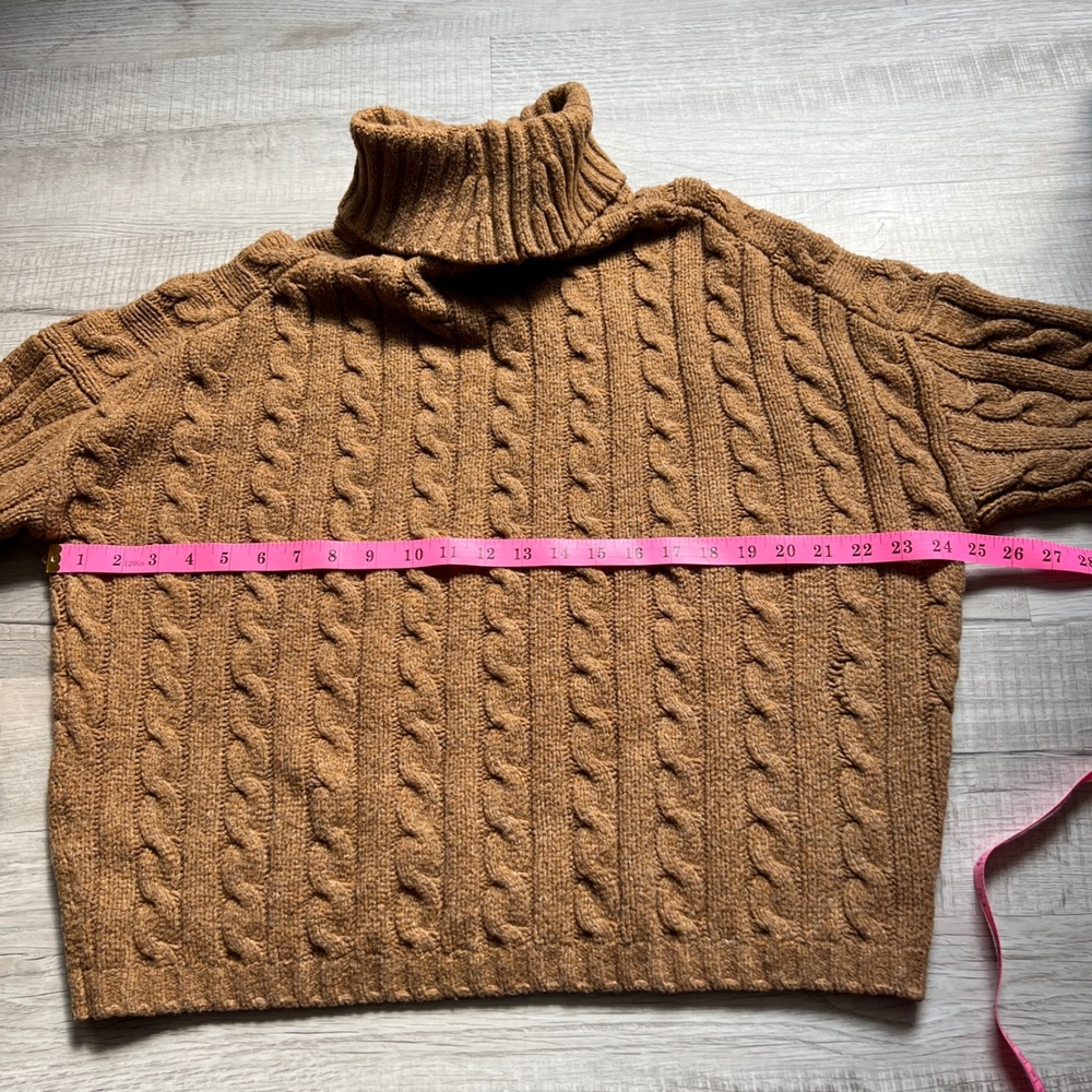 Abercrombie & Fitch Cable Knit Turtleneck Sweater M Chunky Wool Alpaca Brown - Picture 2 of 9